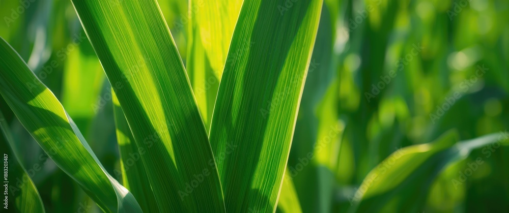 Obraz premium Corn leaves with green striped texture