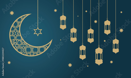 Ramadan Islamic Lantern Moon Stars Design