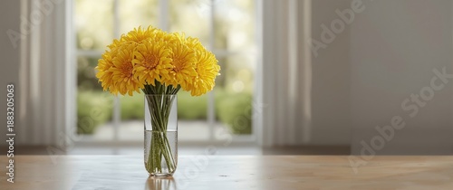 Arrangement of chrysanthemum flowers and chrysanthemum blossoms