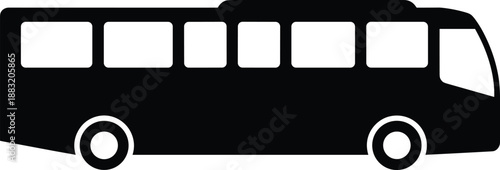 Black silhouette of a modern city bus for public transportation and urban transit isolated on white background for travel and commute