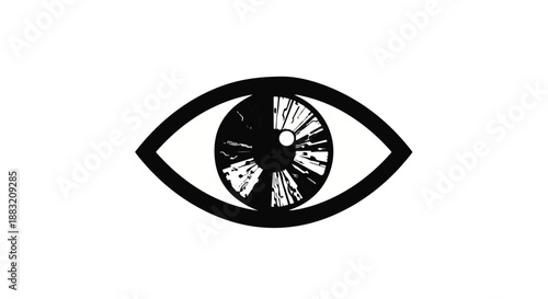 Abstract eye symbol with radial pattern inside iris, representing vision and perception