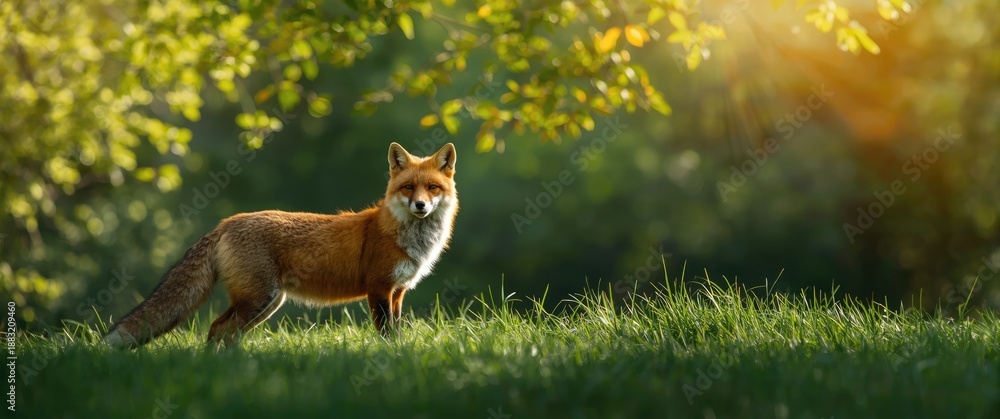 Obraz premium Wild foxes during warm weather in nature