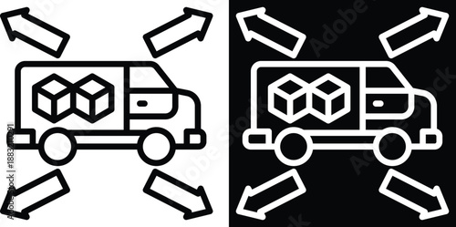 distribution Two-tone version in black and white background