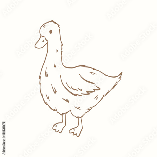 Goose. Happy easter. Hand drawn sketch. Vector illustration on white background.