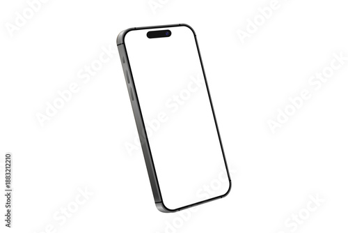 Smart phone frame blank screen in a corner turn, mobile phone mockup isolated