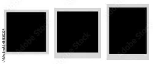 Polaroid photo frames blank, retro photo frames isolated on transparent background, instant photo frame mockups
