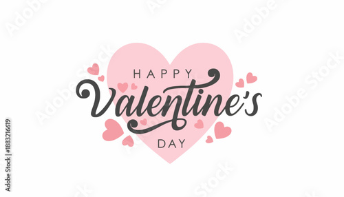 Happy Valentine's Day Greeting with Pink Heart and Small Hearts