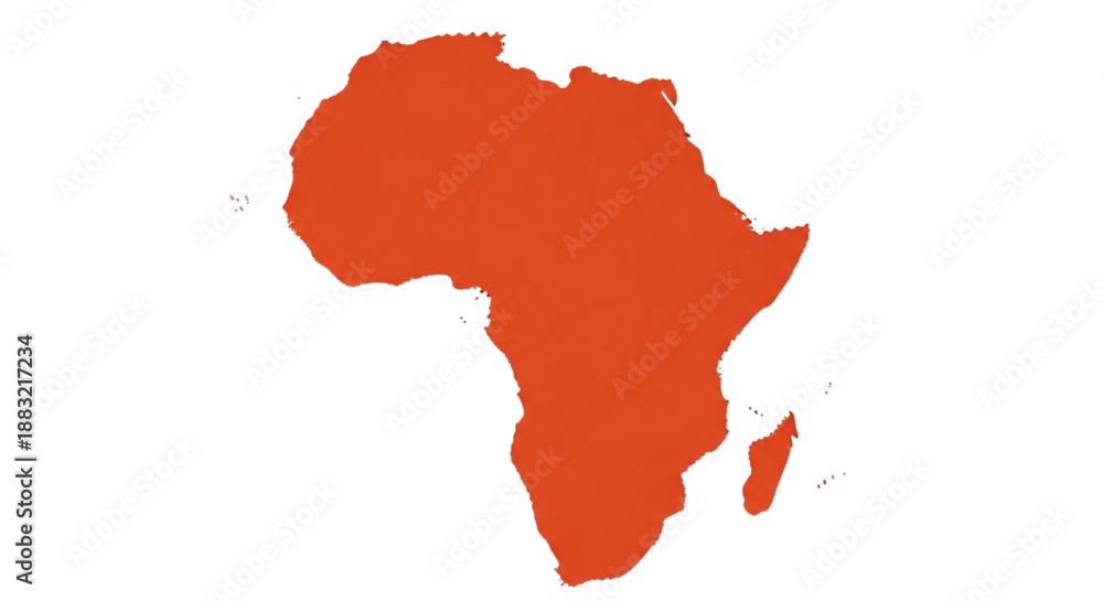 Obraz premium Silhouette of African continent in bold orange color