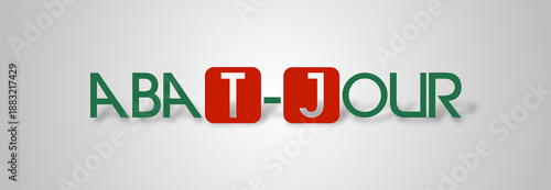Testo ABAT-JOUR con font colorato e sfondo variabile