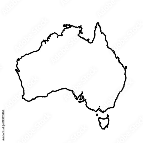 Outline map of Australia on white background  