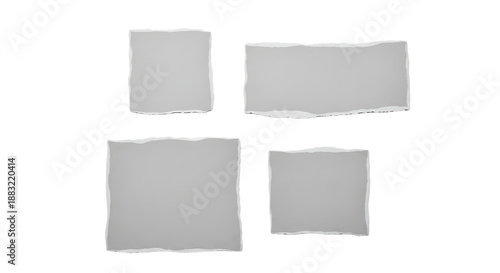 Wallpaper Mural Four white torn paper rectangles isolated on transparent background Torontodigital.ca