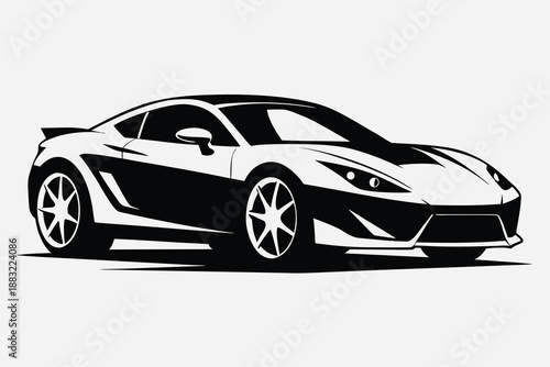 Sleek black and white sports car design illustration