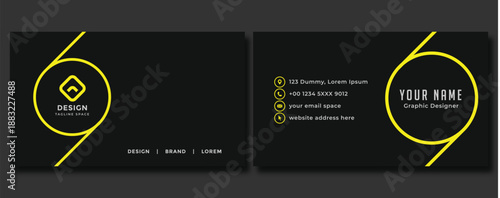 Abstract vector illustration of a business credit card template with finance icons and payment text for a web banner layout bank concept