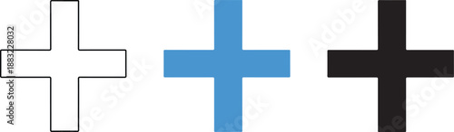 Three Cross Symbols in Different Colors and Styles Illustration