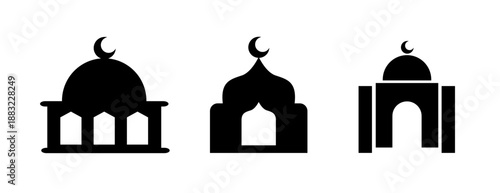 Ramadhan Islamic Mosque Black and White Icon Vector
