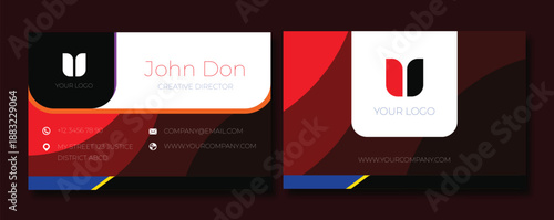 This set of abstract business card design templates features a vector layout with modern technology elements, stylish black paper frames, and colorful web icons for a creative branding concept