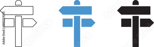 Three Directional Signs with Arrows on Transparent Background