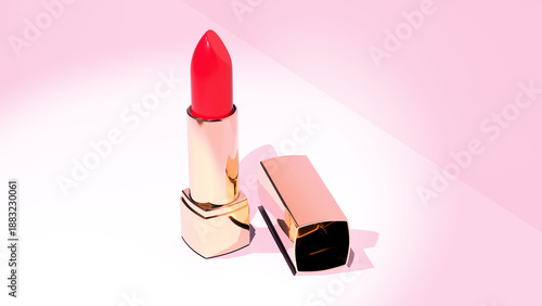 single golden tube lipstick, emphasizing quality in everyday cosmetics, natural makeup and sustainable fashion choices, makeup product, 3d render