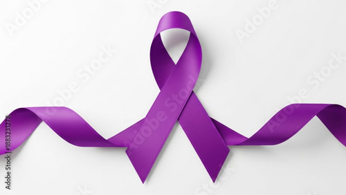 Purple awareness ribbon symbol of support and solidarity isolated on white background for campaigns and causes