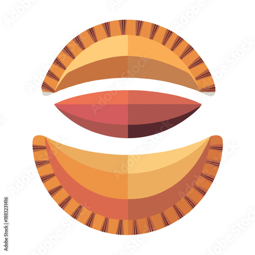 Delicious pastry with savory filling isolated on white background, Vector, illustration