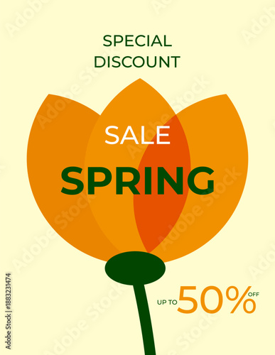 Spring sale. The concept of seasonal discounts and attracting customers for marketing