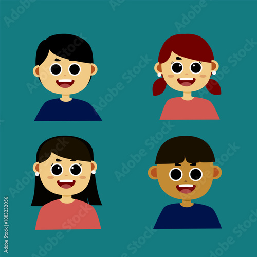 set of happy people character