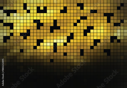 Abstract Golden Pixel Mosaic Background