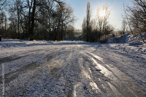 Winter ice road for sports training
