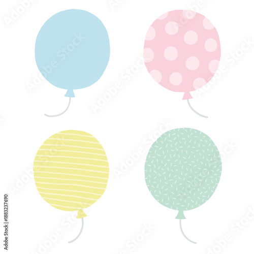 パステルカラーの風船 背景用フラットベクター素材