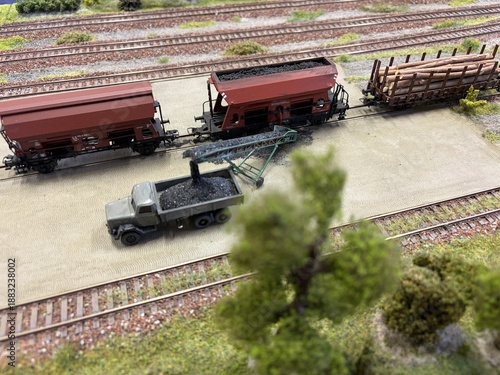 Nahaufnahme einer Modelleisenbahn in Balve im Sauerland	