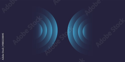 Sound wave. Signal concentric circle. Round light effect. Wifi range. Radio station signal. Water ripple with circle waves. A place or a painful point. Radar screen. Vector effect.