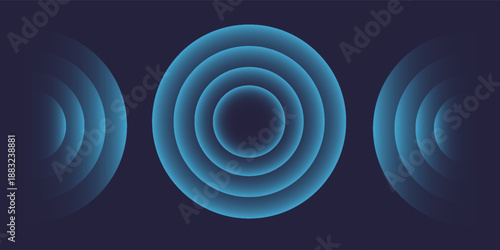 Sound wave. Signal concentric circle. Round light effect. Wifi range. Radio station signal. Water ripple with circle waves. A place or a painful point. Radar screen. Vector effect.