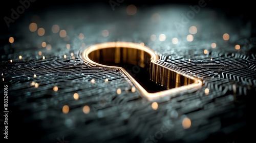 Futuristic digital keyhole concept, symbolizing cybersecurity and technology