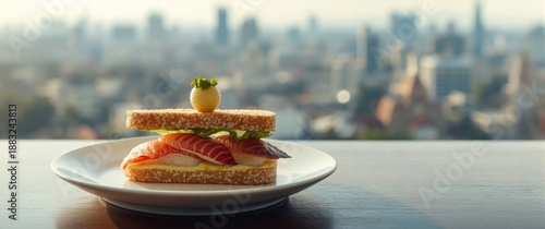 Japanese Cuisine and Sandwich Sushi Theme, Food, Travel, Cityscape, White Background, Fish, Bread, Asian Food, Sushi, Thailand