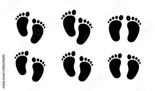Baby Footsteps Vector Illustration Set with Pink and Blue Footprints for Nursery and Baby Shower