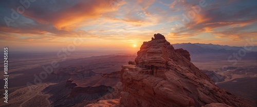 Beautiful Red Rocks seen from Mount Moses on Sinai Peninsula, Egypt