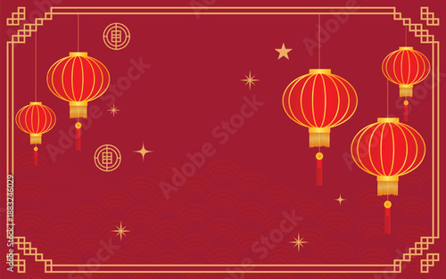 Chinese New Year Festive Red Lantern Background.