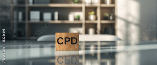 Eye-catching image of a wood cube with CPD, representing Continuing Professional Development