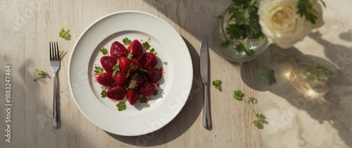 Plate featuring beetroot sa...
