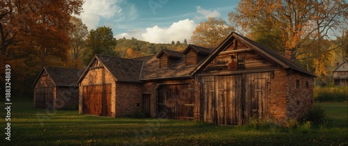 Old brick garages set again...