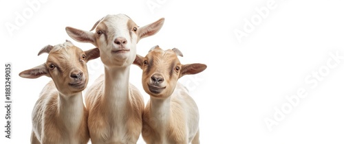 Portrait of three cute goat...