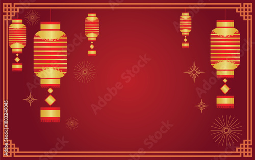 Hanging Chinese Lantern Frame Background.
