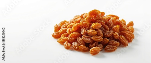 Raisins piled on white back...