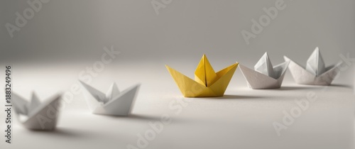 Group of white paper ships ...