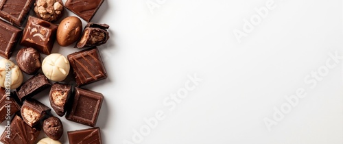 Wallpaper Mural Isolated chocolate pieces against white background Torontodigital.ca