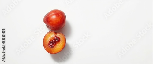 Top view of red orange plum...