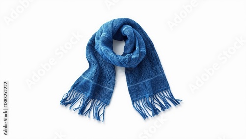 Flat lay of a blue scarf on...