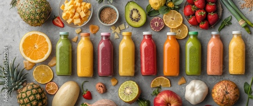 Flat-lay of vibrant smoothi...