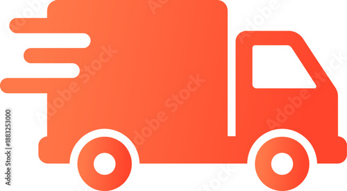 Red orange gradient fast delivery truck icon for shipping and logistics