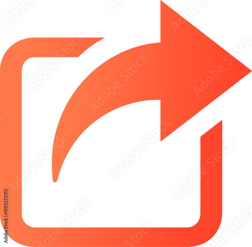 Red orange gradient share button icon for social media and reposting